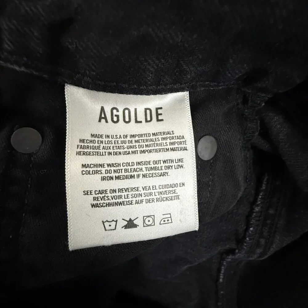 AGOLDE Shorts Women's 26‎ Black Criss Cross Button Fly Hitchhike Denim Organic - Picture 11 of 16